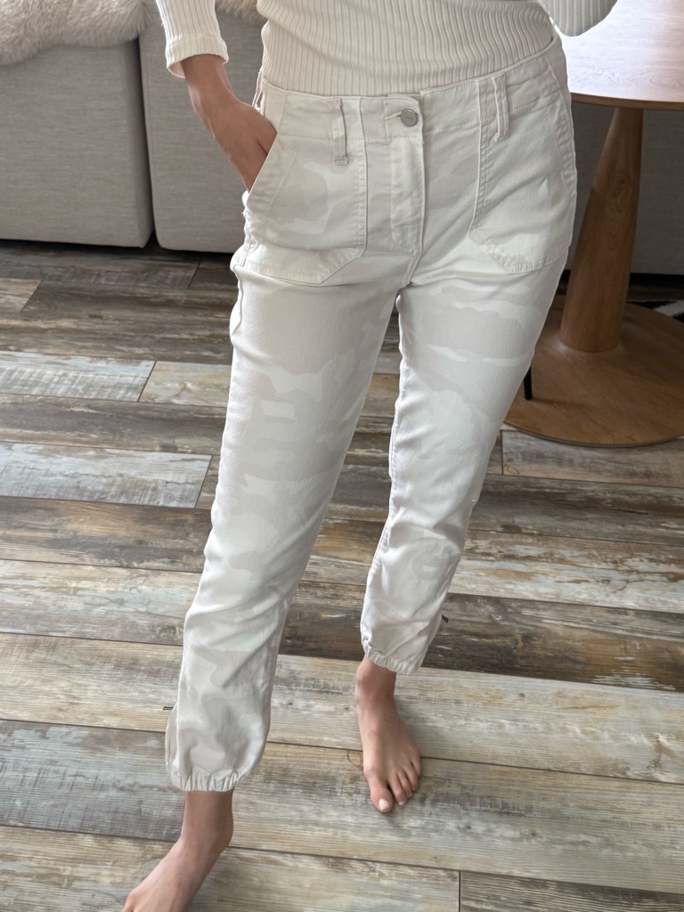 Paige Cream Camo Utility Joggers